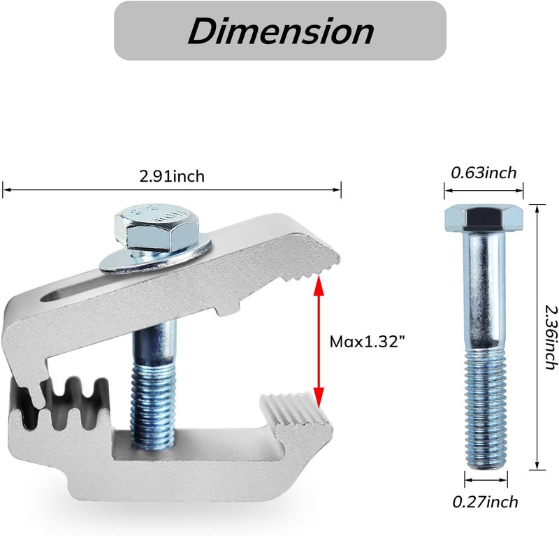 QYMOPAY Aluminum Mounting Clamps Tonneau Cover clamps Truck Topper Clamps for Truck Cover, Cap, Camper Shell 6 Pack Silver - Image 2